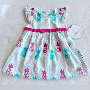 Koala Kids Baby 100% Cotton Blue Pineapple Print Ruffle Dress 0-3 Months